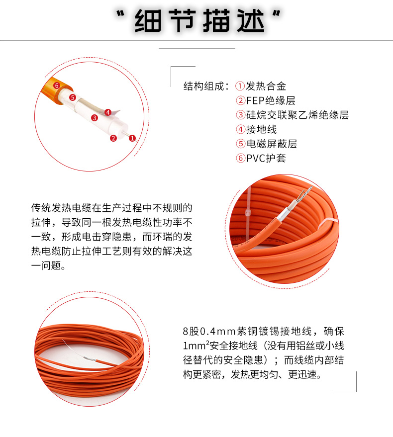 單導(dǎo)耐高溫發(fā)熱電纜細節(jié)